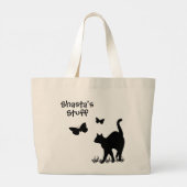 Tekst voor aangepaste kattenbak 2 lijnen grote tote bag (Achterkant)