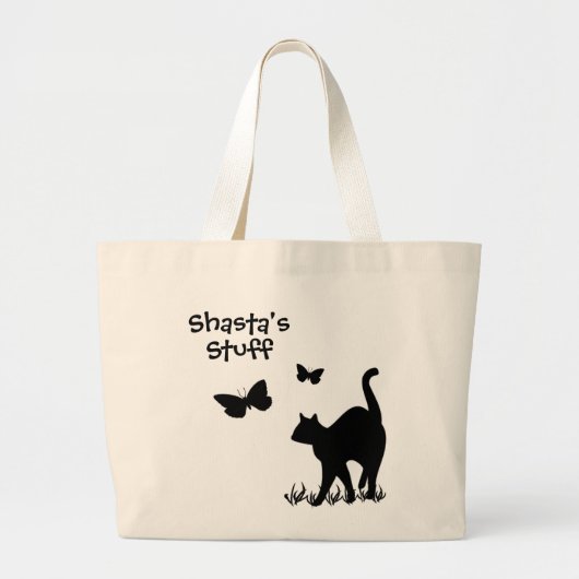 Tekst voor aangepaste kattenbak 2 lijnen grote tote bag (Voorkant)
