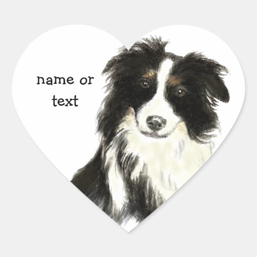 Tekst voor aangepaste naam Kader Collie Dog Pet Hart Sticker (Voorkant)