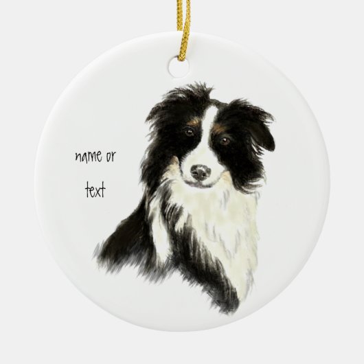 Tekst voor aangepaste naam Kader Collie Dog Pet Keramisch Ornament (Voorkant)