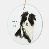 Tekst voor aangepaste naam Kader Collie Dog Pet Keramisch Ornament (Links)