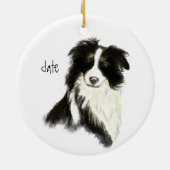 Tekst voor aangepaste naam Kader Collie Dog Pet Keramisch Ornament (Achterkant)