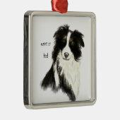 Tekst voor aangepaste naam Kader Collie Dog Pet Metalen Ornament (Rechts)