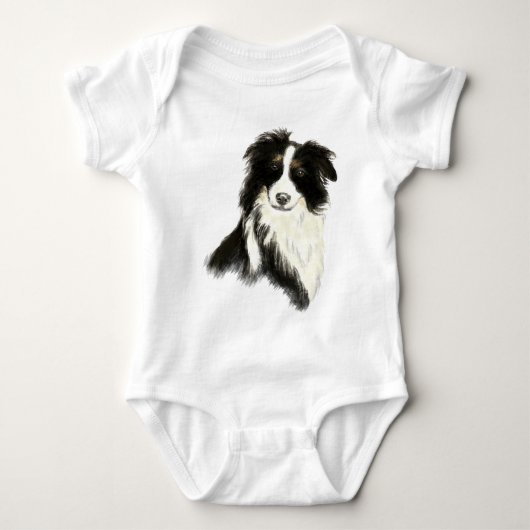 Tekst voor aangepaste naam Kader Collie Dog Pet Romper (Voorkant)