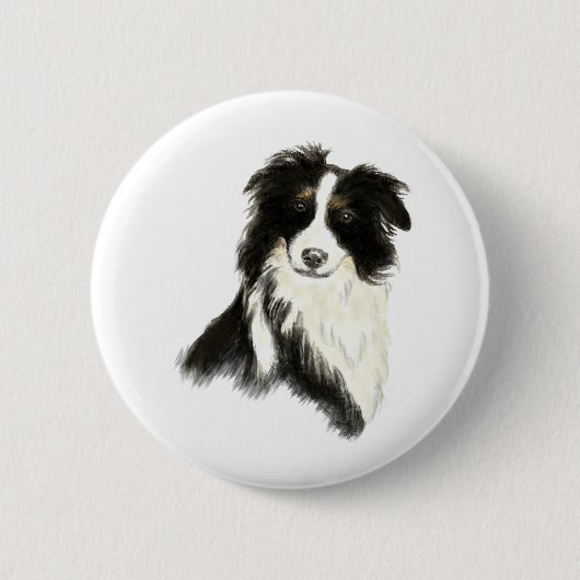 Tekst voor aangepaste naam Kader Collie Dog Pet Ronde Button 5,7 Cm (Voorkant)