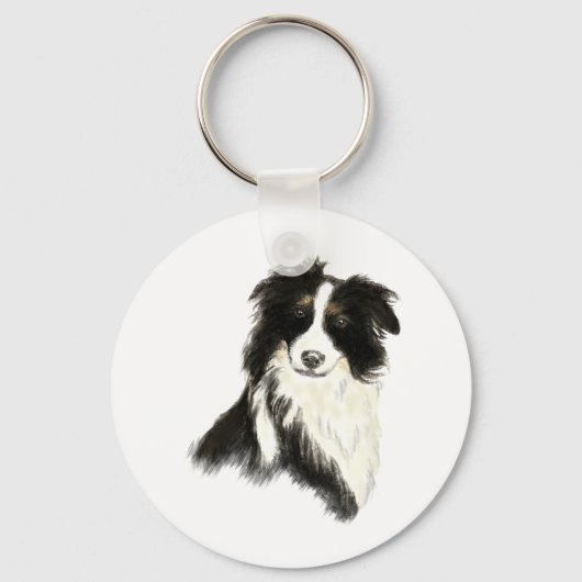 Tekst voor aangepaste naam Kader Collie Dog Pet Sleutelhanger (Voorkant)