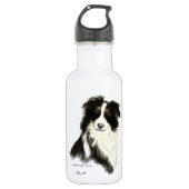 Tekst voor aangepaste naam Kader Collie Dog Pet Waterfles (Voorkant)