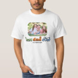 Tekst voor beste vader ooit t-shirt<br><div class="desc">Dit t shirt is een perfect cadeau voor papa! Het ontwerp bevat een foto met afgeronde hoeken en retro tekst "beste vader ooit". Pas de namen van de kinderen aan.</div>