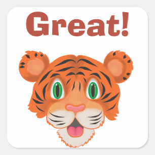  tekst voor Cute Tiger Vierkante Sticker