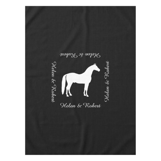  tekst voor Elegant White Horse Tafelkleed (Voorkant)