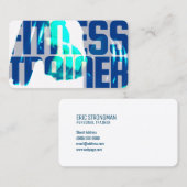 Tekst voor fitnesstrainer en blauw afbeelding visitekaartje (Voorkant / Achterkant)