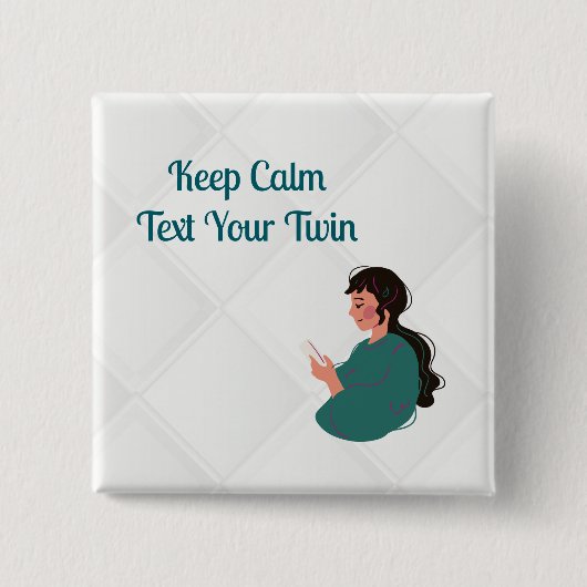 Tekst voor je tweeling vierkante button 5,1 cm (Voorkant)