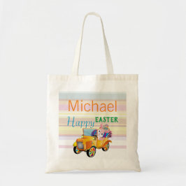Tekst voor persoonlijke naam Pasen Bunny-auto Tote Bag
