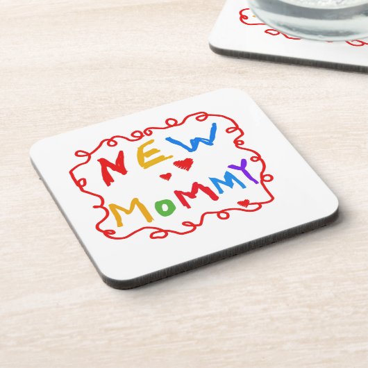 Tekst voor primaire kleuren Nieuwe mammie cadeaus Bier Onderzetter (Linkerzijde)