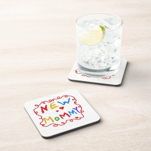 Tekst voor primaire kleuren Nieuwe mammie cadeaus Bier Onderzetter (Rechterzijde)