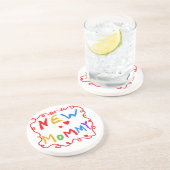 Tekst voor primaire kleuren Nieuwe mammie cadeaus Zandsteen Onderzetter (Zijkant)