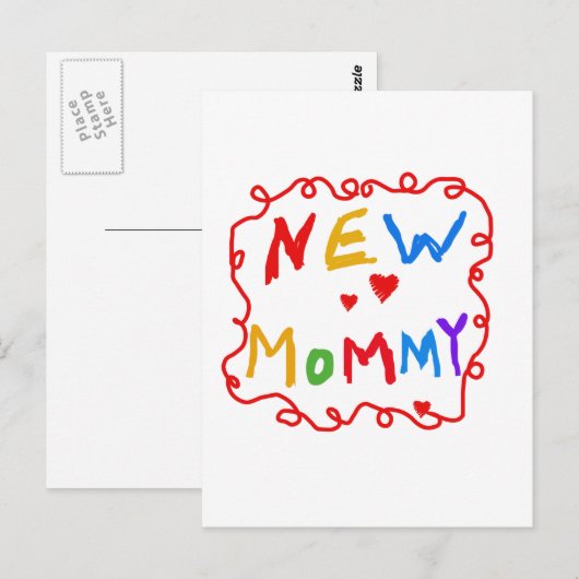 Tekst voor primaire kleuren Nieuwe mammie-overhemd Briefkaart (Voorkant / Achterkant)