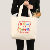 Tekst voor primaire kleuren Nieuwe mammie-overhemd Grote Tote Bag (Voorkant (product))