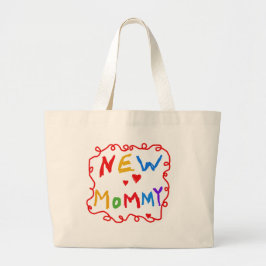Tekst voor primaire kleuren Nieuwe mammie-overhemd Grote Tote Bag