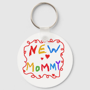 Tekst voor primaire kleuren Nieuwe mammie-overhemd Sleutelhanger