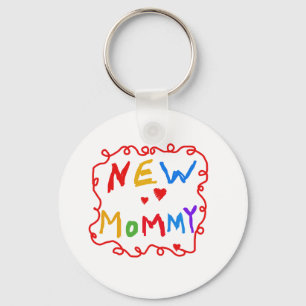 Tekst voor primaire kleuren Nieuwe mammie-overhemd Sleutelhanger
