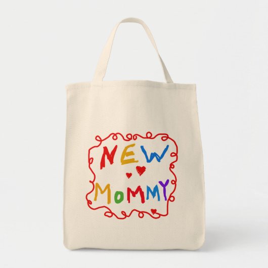 Tekst voor primaire kleuren Nieuwe mammie-overhemd Tote Bag (Voorkant)