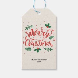 Tekst voor rode en groene kerstfeestjes cadeaulabel