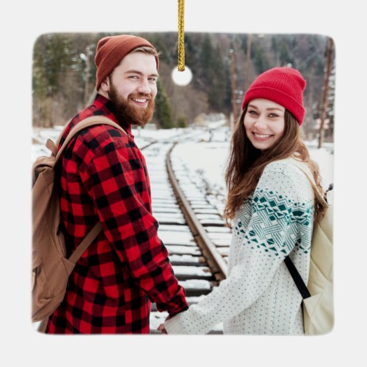 Tekst voor schrijfmachine Couple Eerste Kerstmis R Keramisch Ornament (Achterkant)