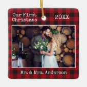 Tekst voor schrijfmachine Eerste kerstcadeau bruil Keramisch Ornament (Voorkant)