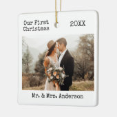 Tekst voor schrijfmachine Eerste kerstfeest Foto Keramisch Ornament (Links)