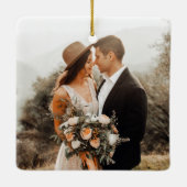 Tekst voor schrijfmachine Eerste kerstfeest Foto Keramisch Ornament (Achterkant)