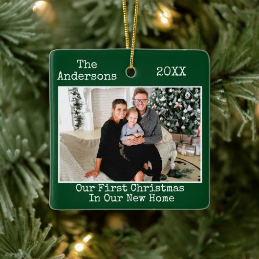 Tekst voor schrijfmachine Eerste Kerstkerst Nieuwe Keramisch Ornament (Boom)