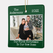 Tekst voor schrijfmachine Eerste Kerstkerst Nieuwe Keramisch Ornament (Links)