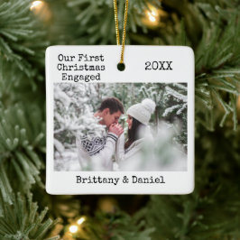 Tekst voor schrijfmachine Eerste Kerstmis Engaged  Keramisch Ornament