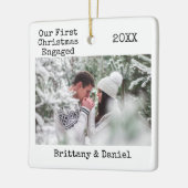Tekst voor schrijfmachine Eerste Kerstmis Engaged  Keramisch Ornament (Links)