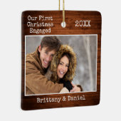 Tekst voor schrijfmachine Eerste Kerstmis Engaged Keramisch Ornament (Rechts)