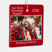 Tekst voor schrijfmachine Eerste Kerstmis Ingegrav Keramisch Ornament (Rechts)