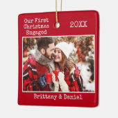 Tekst voor schrijfmachine Eerste Kerstmis Ingegrav Keramisch Ornament (Links)