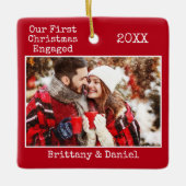 Tekst voor schrijfmachine Eerste Kerstmis Ingegrav Keramisch Ornament (Voorkant)