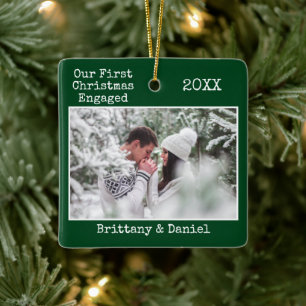 Tekst voor schrijfmachine Eerste Kerstmis Ingegrav Keramisch Ornament