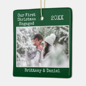 Tekst voor schrijfmachine Eerste Kerstmis Ingegrav Keramisch Ornament (Links)