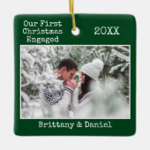 Tekst voor schrijfmachine Eerste Kerstmis Ingegrav Keramisch Ornament (Voorkant)