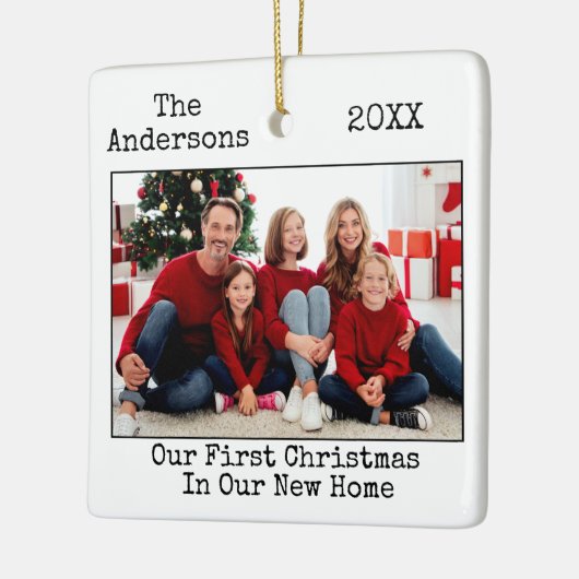 Tekst voor schrijfmachine Eerste Kerstmis Nieuw st Keramisch Ornament (Links)