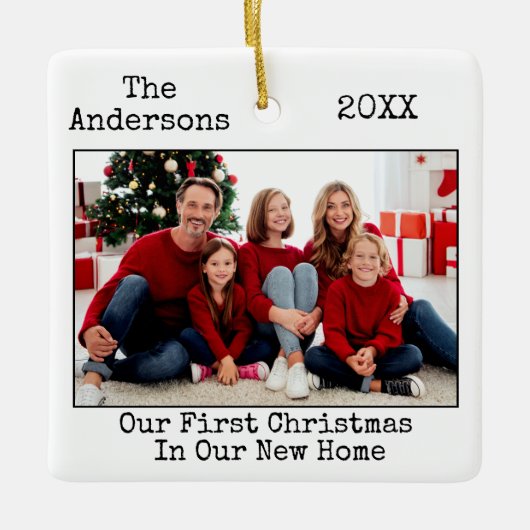 Tekst voor schrijfmachine Eerste Kerstmis Nieuw st Keramisch Ornament (Voorkant)