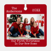 Tekst voor schrijfmachine Eerste Kerstmis Nieuwe s Metalen Ornament (Voorkant)