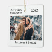 Tekst voor schrijfmachine Eerste Kerstmis Paar Fot Keramisch Ornament (Links)