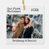 Tekst voor schrijfmachine Eerste Kerstmis Paar Fot Keramisch Ornament (Voorkant)