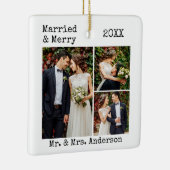 Tekst voor schrijfmachine, gehuwd en sieraden foto keramisch ornament (Rechts)