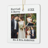 Tekst voor schrijfmachine, gehuwd en sieraden foto keramisch ornament (Links)