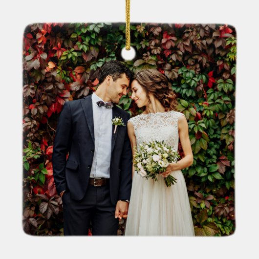 Tekst voor schrijfmachine, gehuwd en sieraden foto keramisch ornament (Achterkant)